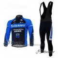 2011 Cycling Jersey Giant Blue and Black Long Sleeve and Bib Tight