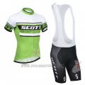 2014 Cycling Jersey Scott White and Green Short Sleeve and Salopette