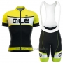 2016 Cycling Jersey ALE Black and Yellow Short Sleeve and Bib Short