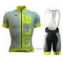 2016 Cycling Jersey ALE Yellow and Gray Short Sleeve and Bib Short