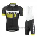 2016 Cycling Jersey Scott Black Yellow Short Sleeve and Salopette