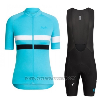 2016 Cycling Jersey Women Sky Blue and White Short Sleeve and Bib Short