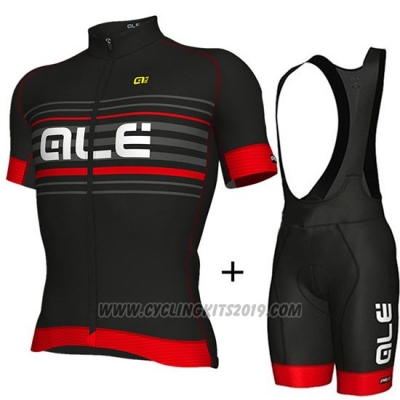2018 Cycling Jersey ALE Black and Red Short Sleeve and Bib Short