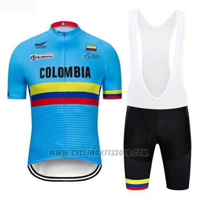 2019 Cycling Jersey Colombia Blue Short Sleeve and Bib Short