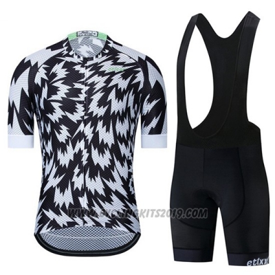 2019 Cycling Jersey Etixxl Black White Short Sleeve and Bib Short