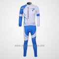 2011 Cycling Jersey Pinarello Sky Blue and White Long Sleeve and Bib Tight