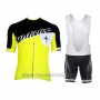 2015 Cycling Jersey Wieiev Black and Yellow Short Sleeve and Bib Short