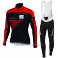 2016 Cycling Jersey Sportful Red Long Sleeve and Bib Tight