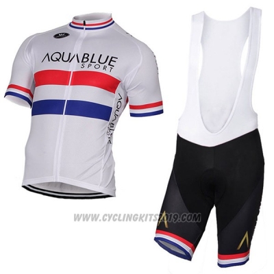 2017 Cycling Jersey Aqua Bluee Sport Campione British White Short Sleeve and Bib Short