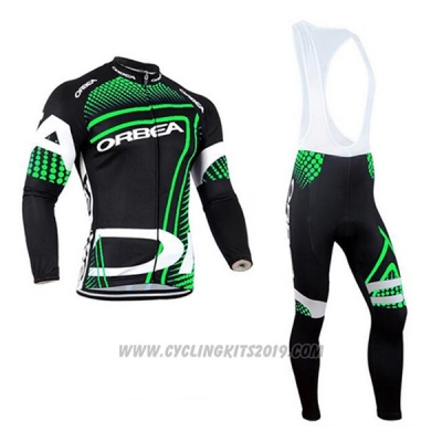2017 Cycling Jersey Orbea Green and Black Long Sleeve and Bib Tight