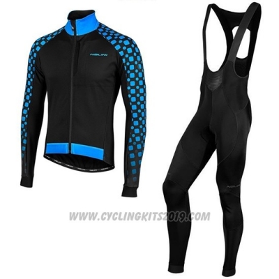 2019 Cycling Jersey Nalini CRIT 3l 2.0 Black Blue Long Sleeve and Bib Tight
