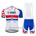 2019 Cycling Jersey UHC White Red Blue Short Sleeve and Bib Short