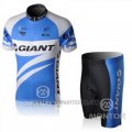 2010 Cycling Jersey Giant White and Sky Blue Short Sleeve and Bib Short