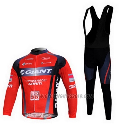 2011 Cycling Jersey Giant Black and Red Long Sleeve and Bib Tight