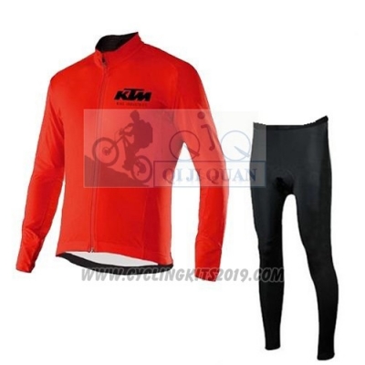 2015 Cycling Jersey Ktm Red Long Sleeve and Salopette