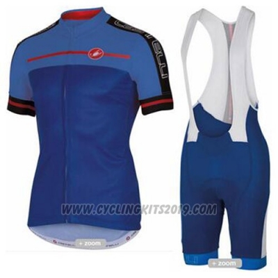 2016 Cycling Jersey Castelli Blue Short Sleeve and Bib Short