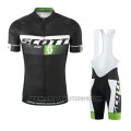 2016 Cycling Jersey Scott Black and Green Short Sleeve and Salopette
