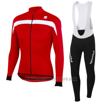 2016 Cycling Jersey Sportful Red and White Long Sleeve and Bib Tight