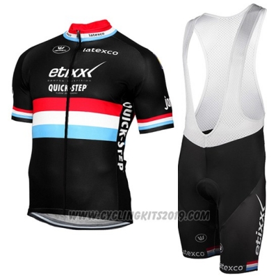 2017 Cycling Jersey Etixx Quick Step Campione Luxembourg Black Short Sleeve and Bib Short