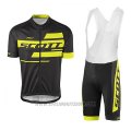 2017 Cycling Jersey Scott Black and Yellow Short Sleeve and Salopette