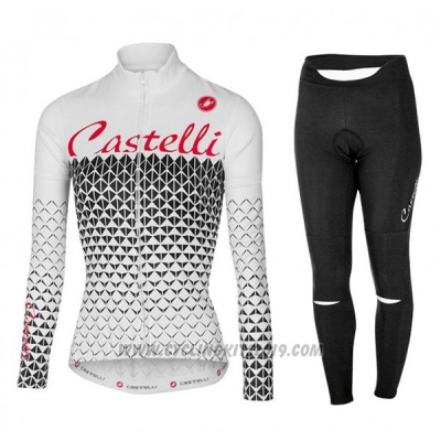2017 Cycling Jersey Women Castelli White Long Sleeve and Bib Tight [hua4270]