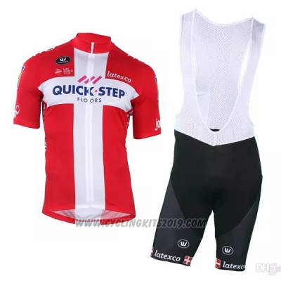 2018 2019 Cycling Jersey Quick Step Floors Campione Denmark Short Sleeve and Bib Short