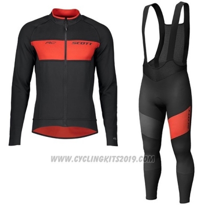 2019 Cycling Jersey Scott Rc Ff Black Red Long Sleeve and Bib Tight