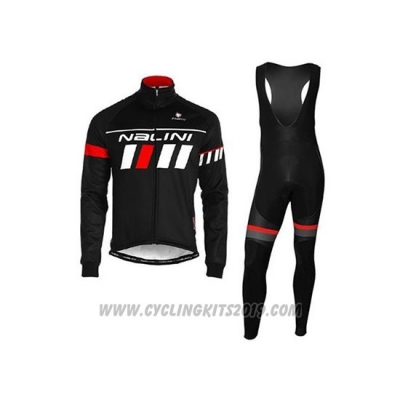 2020 Cycling Jersey Nalini Black White Red Long Sleeve and Bib Tight