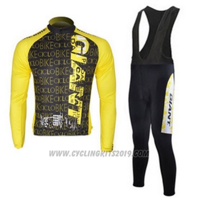 2010 Cycling Jersey Giant Black and Yellow Long Sleeve and Bib Tight