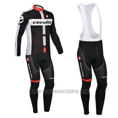 2013 Cycling Jersey Cervelo White and Black Long Sleeve and Bib Tight [hua1646]