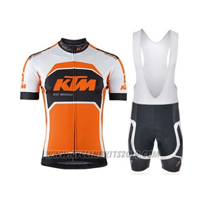 2015 Cycling Jersey Ktm White and Orange Short Sleeve and Salopette