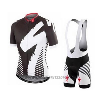 2016 Cycling Jersey Specialized Black and Gray Short Sleeve and Bib Short