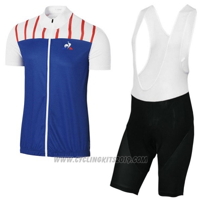 2017 Cycling Jersey Coq Sportif Tour de France Blue and White Short Sleeve and Bib Short [hua2949]