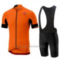 2019 Cycling Jersey Castelli Aero Race Orange Short Sleeve and Bib Short