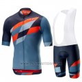 2019 Cycling Jersey Castelli Tabula Rasa Blue Orange Short Sleeve and Bib Short