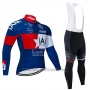 2020 Cycling Jersey IAM White Red Blue Long Sleeve and Bib Tight
