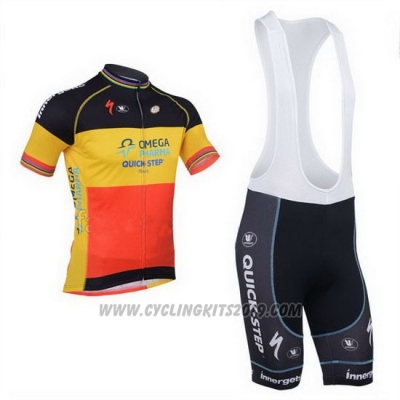 2013 Cycling Jersey Omega Pharma Quick Step Campione Belgium Short Sleeve and Bib Short