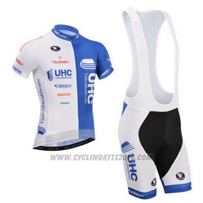 2014 Cycling Jersey UHC White and Sky Blue Short Sleeve and Bib Short [hua3638]