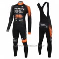 2016 Cycling Jersey Trek Selle San Marco Black and Orange Long Sleeve and Bib Tight