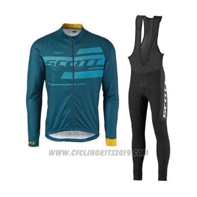 2017 Cycling Jersey Scott Green Militare Long Sleeve and Salopette