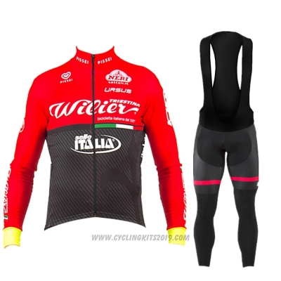 2017 Cycling Jersey Wieiev Red Long Sleeve and Bib Tight