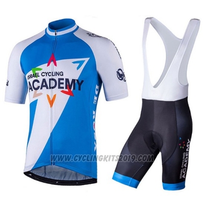 2018 Cycling Jersey Israel Cycling Academy White and Blue Short Sleeve and Salopette