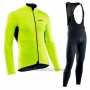 2019 Cycling Jersey Northwave Green Long Sleeve and Bib Tight