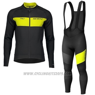 2019 Cycling Jersey Scott Rc Ff Yellow Black Long Sleeve and Bib Tight