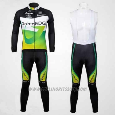 2012 Cycling Jersey GreenEDGE Black and Green Long Sleeve Bib Short