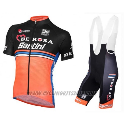 2016 Cycling Jersey De Pink Black and Orange Short Sleeve and Bib Short