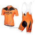 2017 Cycling Jersey Bianchi Orange Short Sleeve and Bib Short