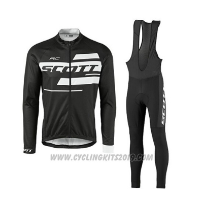 2017 Cycling Jersey Scott Black and White Long Sleeve and Salopette