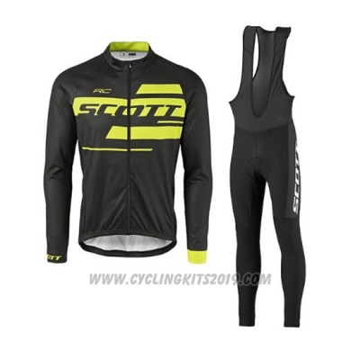 2017 Cycling Jersey Scott Black and Yellow Long Sleeve and Salopette