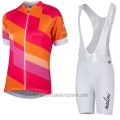 2017 Cycling Jersey Women Nalini Stripe Red and Orange Short Sleeve and Bib Short